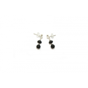 Onyx Earrings - Black Rondelle And Round Beads